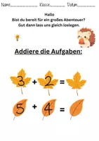 Vorschau - Arbeitsblätter - Herbstlichen Zahlenjagd: Mathe-Abenteuer für die 1. Klasse - Seite 1