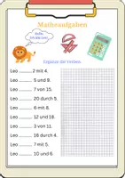 Vorschau - Arbeitsblätter - Mathe DaZ (Matheaufgaben + Verben, Präpositionen Aufgaben) - Deckblatt