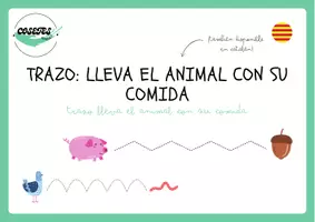 Vista previa - Hojas de trabajo - TRAZO: LLEVA EL ANIMAL CON SU COMIDA - página 1
