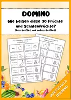 Vorschau - Spiele - Domino 30 Früchte und Schalenfrüchte beschriftet und unbeschriftet - Deckblatt