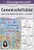 Vorschau - Arbeitsblätter - Gemeinschaftsbild / kooperatives Poster - „Hier ist die Zauberei der Klasse … am Werk!“ - Deckblatt