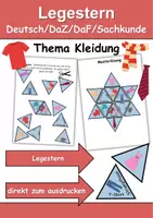 Vorschau - Arbeitsblätter - GRATIS Legestern Kleidung/Klamotten Wortschatz - DaZ/DaF, Deutsch (Klassen 1 und 2) - Deckblatt