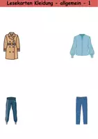 Vorschau - Arbeitsblätter - Materialpaket Lesekarten/Bildkarten Kleidung/Klamotten einfach und mittelschwer - DaZ/DaF, Deutsch (Grundschule) - Seite 2