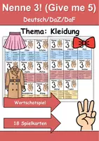 Vorschau - Arbeitsblätter - Nenne 3 (Give me 5) Kleidung/Klamotten - DaZ/DaF, Deutsch (Spiel) - Deckblatt
