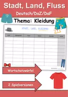 Vorschau - Arbeitsblätter - Stadt, Land, Fluss Kleidung/Klamotten - DaZ/DaF, Deutsch (Klassenspiel) - Deckblatt