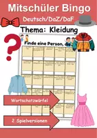 Vorschau - Arbeitsblätter - Mitschüler Bingo Kleidung/Klamotten - DaZ/DaF, Deutsch (Klassenspiel) - Deckblatt