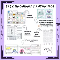 Vista previa - Unidades / Secuencias / Situaciones de Aprendizaje - Pack de sinónimos y antónimos - Portada