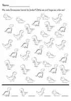 Vorschau - Arbeitsblätter - Dinos zählen ZR5 und ZR10 / Menge mit Ziffern oder Strichnotation einsetzen - Seite 1