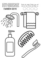 Vorschau - Arbeitsblätter - Körperpflege/Hygiene Anmalen Wortschatz - Deutsch/DaZ/DaF/Kunst - Klasse 1 und 2 - Seite 1