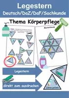 Vorschau - Arbeitsblätter - GRATIS Legestern Körperpflege/Hygiene Wortschatz - DaZ/DaF, Deutsch (Klassen 1 und 2) - Deckblatt