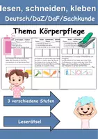 Vorschau - Arbeitsblätter - Körperpflege/Hygiene Leserätsel - Lesen, schneiden, kleben - DaZ/DaF, Deutsch, Sachunterricht - Deckblatt