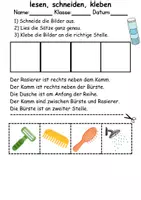 Vorschau - Arbeitsblätter - Körperpflege/Hygiene Leserätsel - Lesen, schneiden, kleben - DaZ/DaF, Deutsch, Sachunterricht - Seite 2