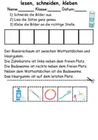 Vorschau - Arbeitsblätter - Körperpflege/Hygiene Leserätsel - Lesen, schneiden, kleben - DaZ/DaF, Deutsch, Sachunterricht - Seite 3