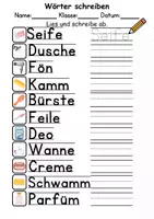 Vorschau - Arbeitsblätter - Körperpflege/Hygiene Wörter und Sätze schreiben und Silben DaZ/DaF, deutsch - Seite 3