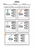 Vorschau - Arbeitsblätter - Körperpflege/Hygiene Silben/Wortschatz DaZ/DaF, deutsch - Seite 1