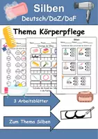 Vorschau - Arbeitsblätter - Körperpflege/Hygiene Silben/Wortschatz DaZ/DaF, deutsch - Deckblatt