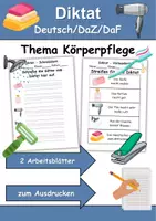 Vorschau - Arbeitsblätter - GRATIS - Diktat Thema Körperpflege/Hygiene - DaZ/DaF, Deutsch (Klasse 1 bis 4) - Deckblatt