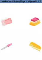 Vorschau - Arbeitsblätter - Lesekarten/Bildkarten Körperpflege/Hygiene mittelschwer - DaZ/DaF, Deutsch (Grundschule) - Seite 1