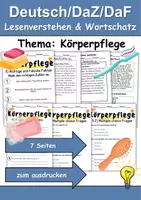 Vorschau - Arbeitsblätter - Körperpflege/Hygiene Leseverstehen und Wortschatz - DaZ/DaF, Deutsch, Sachunterricht - Deckblatt