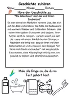 Vorschau - Arbeitsblätter - Körperpflege/Hygiene Leseverstehen und Wortschatz - DaZ/DaF, Deutsch, Sachunterricht - Seite 1