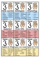Vorschau - Arbeitsblätter - Nenne 3 (Give me 5) Körperpflege/Hygiene - DaZ/DaF, Deutsch (Spiel) - Seite 1
