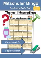 Vorschau - Arbeitsblätter - Mitschüler Bingo Körperpflege/Hygiene - DaZ/DaF, Deutsch (Klassenspiel) - Deckblatt