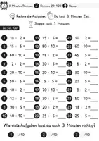 Vorschau - Arbeitsblätter - 3 Minuten Rechnen | Mathe Klasse 2 | Division | - Seite 1