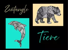 Vorschau - Stundenentwürfe - Kunstprojekt „Zentangle Tiere“ – Muster zeichnen mit Tiermotiven - Seite 1