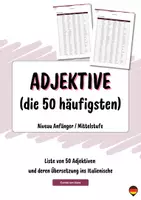 anteprima - Materiale di supporto/inclusione - Liste von 50 Adjektiven auf Deutsch und deren Übersetzung ins Italienische - Pagina di copertina