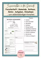 Vorschau - Unterrichtsreihen - Forscherheft: Heimat, Gemeinde, Rathaus, Bürgermeister, Ämter, Aufgaben der Gemeinde - Deckblatt