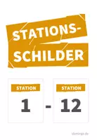 Vorschau - Stationenlernen - 12 Stationsschilder bzw. Stationskarten (gelb) - Seite 1