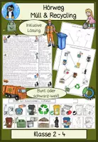 Vorschau - Arbeitsblätter - Müll Hörweg Sachunterricht, Recycling Sachtext, Hörverstehen, Hörverständnis - Deckblatt