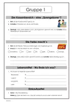 Vorschau - Aufgabenkarten - Supermarkterkundung Gruppenarbeit - Ernährung und Soziales ES - Deckblatt