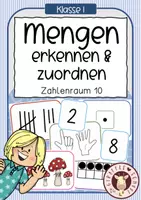 Vorschau - Stationenlernen - Mengen legen & erfassen bis 10 – Legekarten Mathe Klasse 1 (Zahlenraum 10, Blitzblick) - Deckblatt
