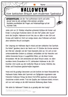 Vorschau - Arbeitsblätter - Halloween 🎃 - Lesetext mit Aufgaben (zweifach differenziert) - Seite 1