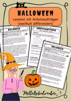 Vorschau - Arbeitsblätter - Halloween 🎃 - Lesetext mit Aufgaben (zweifach differenziert) - Deckblatt