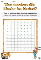 Vorschau - Arbeitsblätter - Suchsel "Was machen die Kinder im Herbst?" DaZ / DaF / Deutsch - Seite 1
