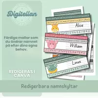 förhandsvisning - Redigerbara namnskyltar - djur - försättsblad