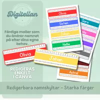 förhandsvisning - Redigera namnskyltar - Klara färger - försättsblad