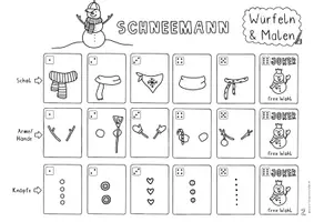 Vorschau - Arbeitsblätter - Würfeln und Malen Schneemann - Kunst für Zwischendurch im Winter - Seite 2