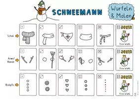 Vorschau - Arbeitsblätter - Würfeln und Malen Schneemann - Kunst für Zwischendurch im Winter - Seite 3