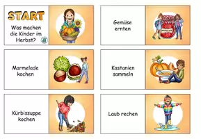 Vorschau - Spiele - Domino "Was machen die Kinder im Herbst?" plus Version für den Anybook Reader - DaZ / DaF / Deutsch - Seite 1