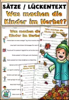 Vorschau - Arbeitsblätter - Sätze und Lückentext "Was machen die Kinder im Herbst?" DaZ / DaF / Deutsch - Deckblatt
