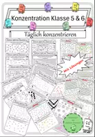 Vorschau - Arbeitsblätter - 10x täglich konzentrieren Klasse 5 und 6, inkl. Lösungen - Deckblatt