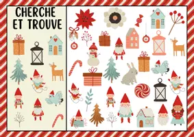 Aperçu - Apprentissages en autonomie - 4x Cherche et Trouve sur le thème de l'Hiver, des animaux polaires et de Noël - Page 1