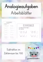 Vorschau - Arbeitsblätter - Analogieaufgaben Subtraktion 100 - Deckblatt