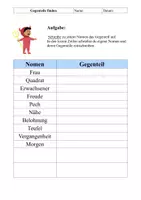 Vorschau - Arbeitsblätter - 3 Arbeitsblätter - Gegenteile von Nomen finden - Seite 1