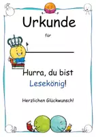 Vorschau - Anderer Materialtyp - Lese - Urkunde * Lesekönig und Lesekönigin * #homeschooling - Deckblatt
