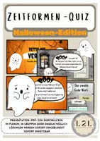 Vorschau - Präsentationen/Tafelbilder - Halloween - Verben - Quiz zu den Zeitformen (angelehnt an die bekannten Escape Room-Formate) - Deckblatt