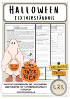 Vorschau - Arbeitsblätter - Halloween - Sachtext und Aufgaben zum Textverständnis (Text, Arbeitsblätter, Lösungen) - Deckblatt